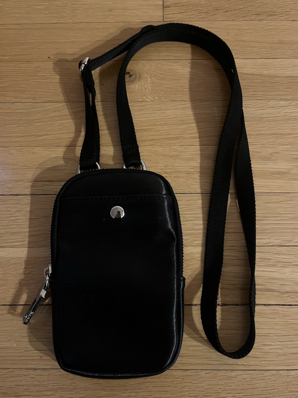 Zara Black Crossbody Fabric Phone Pouch Purse
